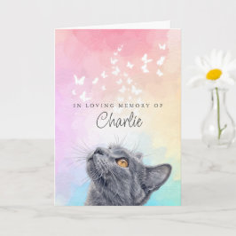 Tarjeta Mariposas Blancas Arcoíris Gato Gris Pérdida Memor