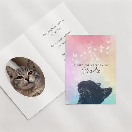 Tarjeta Mariposas Blancas Arcoíris Gato Memorial de Pérdid