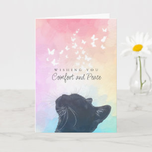 Tarjeta Mariposas Blancas Arcoíris Gato Pérdida Simpatía