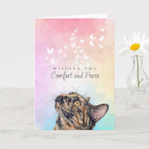 Tarjeta Mariposas Blancas Arcoíris Tortie Gato Pérdida Sim