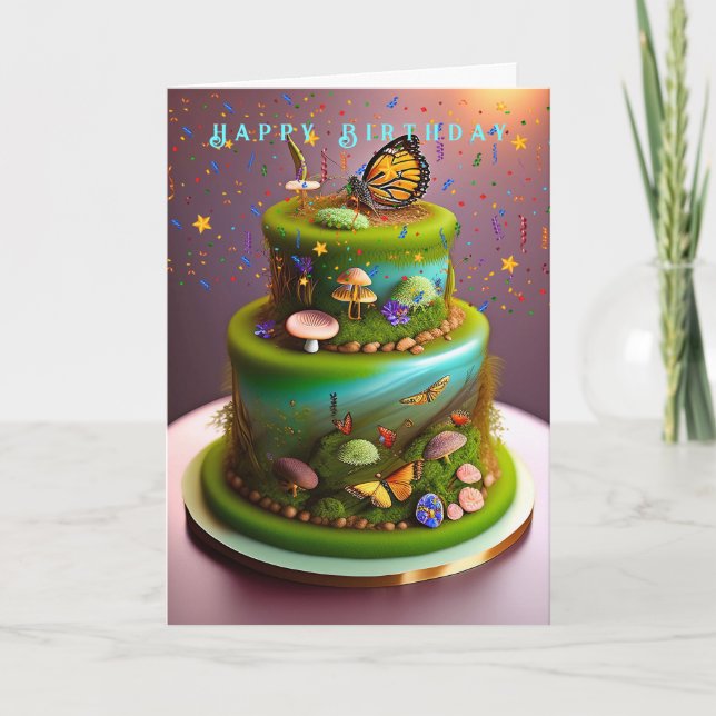 Tarjeta Mariposas Bosques Encantadas de Cumpleaños (Anverso)