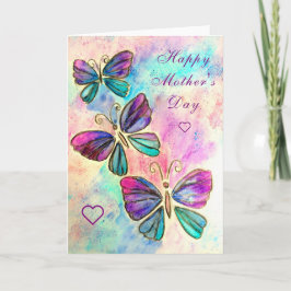 Tarjeta Mariposas coloridas Feliz Día de la Madre