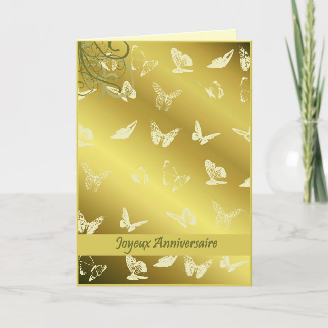 Tarjeta mariposas de aniversarios de joyeux (Anverso)
