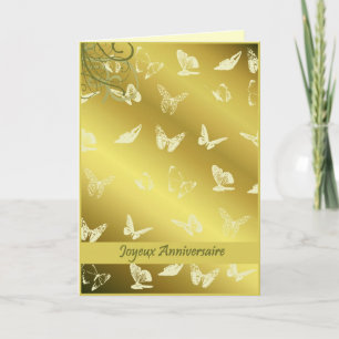 Tarjeta mariposas de aniversarios de joyeux