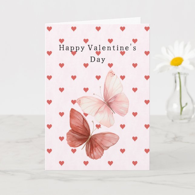 Tarjeta Mariposas de Corazones Rojos Aman (Planta pequeña)