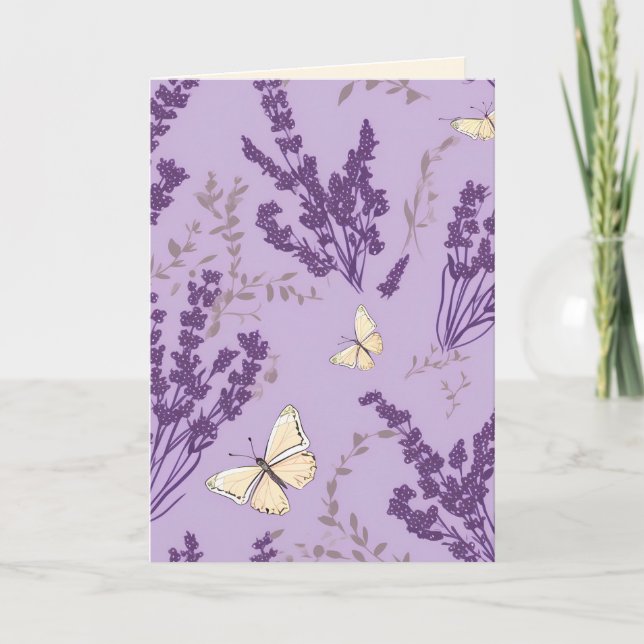Tarjeta Mariposas de cumpleaños con Lavender (Anverso)