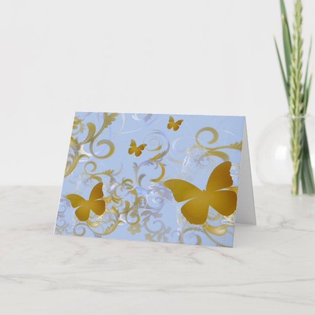 Tarjeta Mariposas de oro elegantes (Anverso)