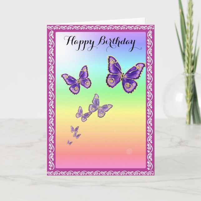 Tarjeta Mariposas de verano. Feliz cumpleaños (Anverso)