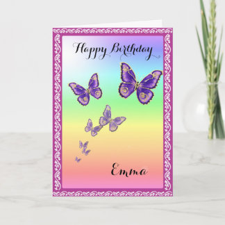 Tarjeta Mariposas de verano. Feliz cumpleaños, Emma.