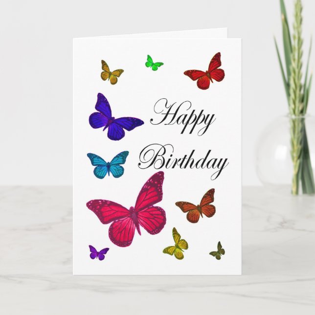 Tarjeta Mariposas del cumpleaños (Anverso)