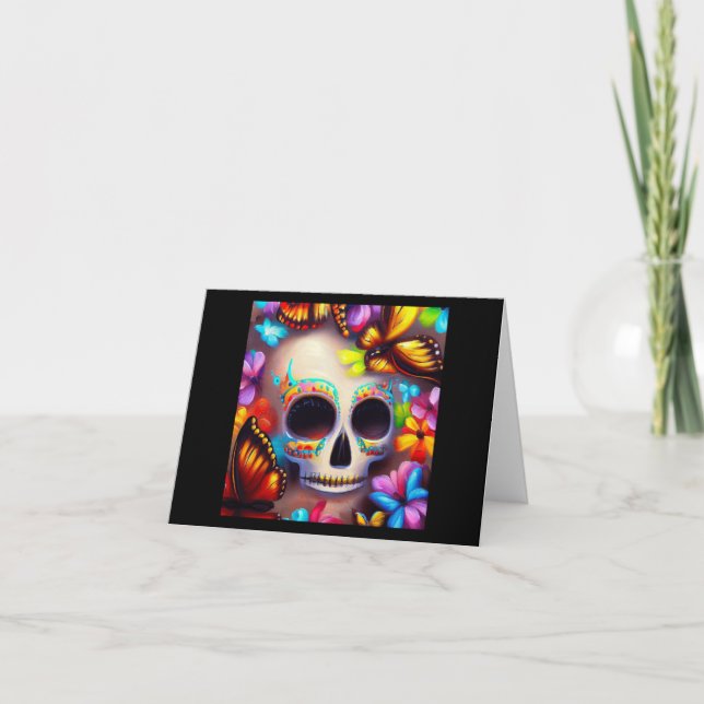 Tarjeta Mariposas del Día de Muertos 1 (Anverso)