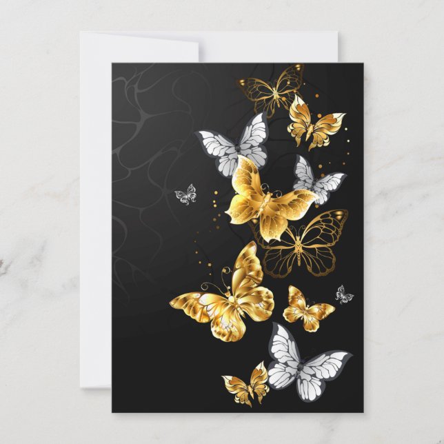 Tarjeta Mariposas doradas y blancas (Anverso)
