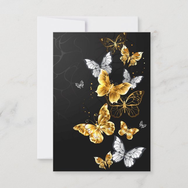 Tarjeta Mariposas doradas y blancas (Anverso)