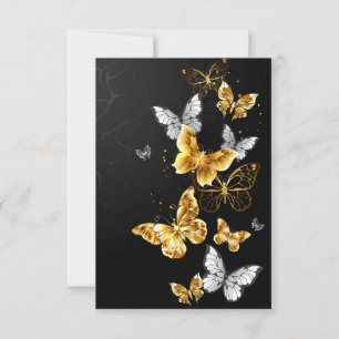 Tarjeta Mariposas doradas y blancas