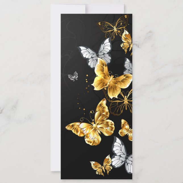 Tarjeta Mariposas doradas y blancas (Anverso)