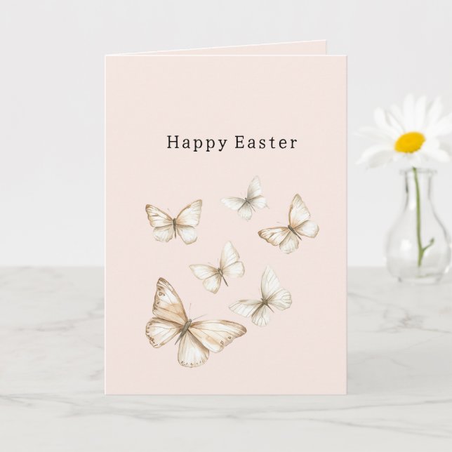 Tarjeta Mariposas Felices de Pascua (Planta pequeña)