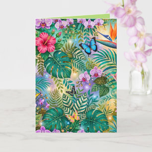 Tarjeta Mariposas Flores Fantasía Selvática Alegre