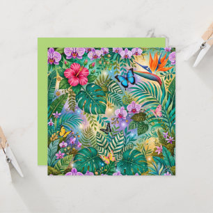 Tarjeta Mariposas Flores Fantasía Selvática Alegre