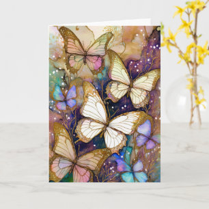 Tarjeta mariposas marrones y azules