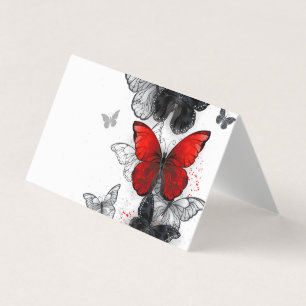 Tarjeta Mariposas Morpho voladoras negras y rojas