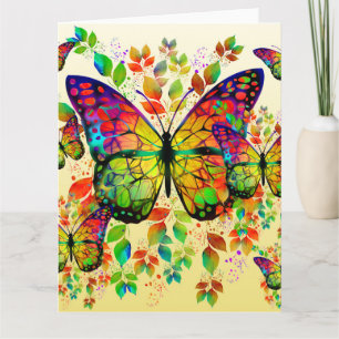 TARJETA MARIPOSAS PRIMAVERALES NATURALEZA COLORIDA