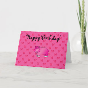 Tarjeta Mariposas rosadas finas de hipopótamo rosado