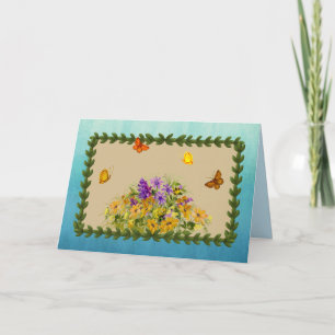 Tarjeta Mariposas y flores