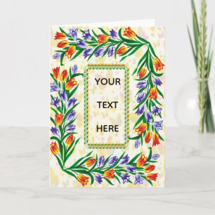 Tarjeta mariposas y flores