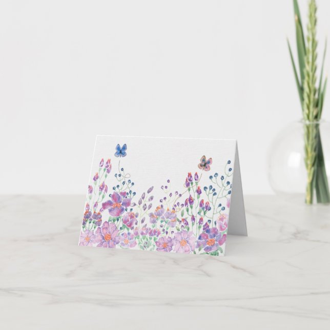 Tarjeta Mariposas y flores acuáticas (Anverso)