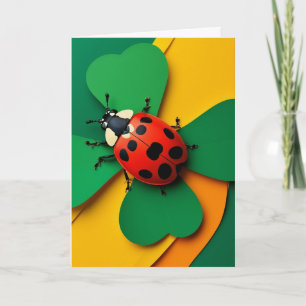 Tarjeta Mariquita Afortunada sobre Trébol