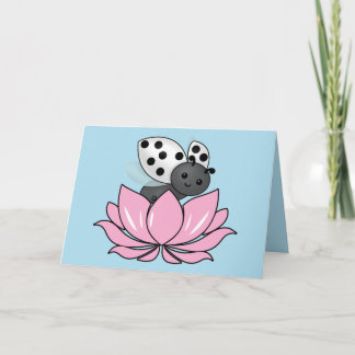 Tarjeta Mariquita Blanca de Loto Rosa