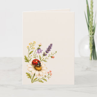 Tarjeta Mariquita Flor Silvestre