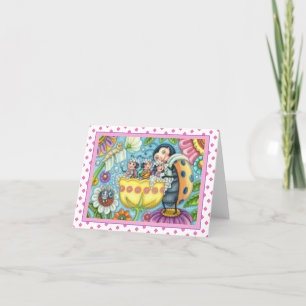 TARJETA MARIQUITA MADRE Y NIÑOS, BAÑO DE BURBUJAS DE TULIP