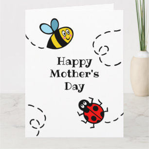 Tarjeta Mariquita personalizada + Abejorro Día de la Madre