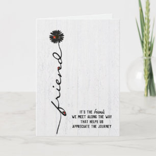 Tarjeta mariquitas de la amistad en margarita negra