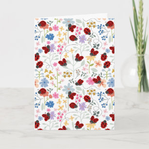 Tarjeta Mariquitas Lindas Flores Silvestres Floral Caprich