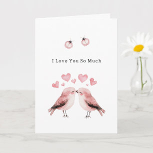 Tarjeta Mariquitas Pájaros de Amor Rosadas 