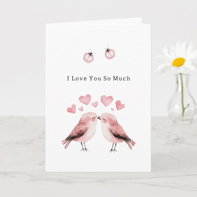 Tarjeta Mariquitas Pájaros de Amor Rosadas  (Planta pequeña)