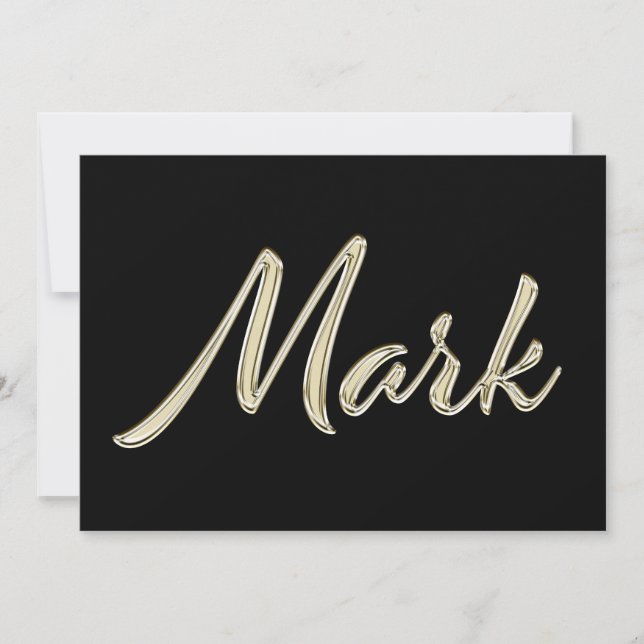 Tarjeta Mark Name white gold Handwriting Karte (Anverso)