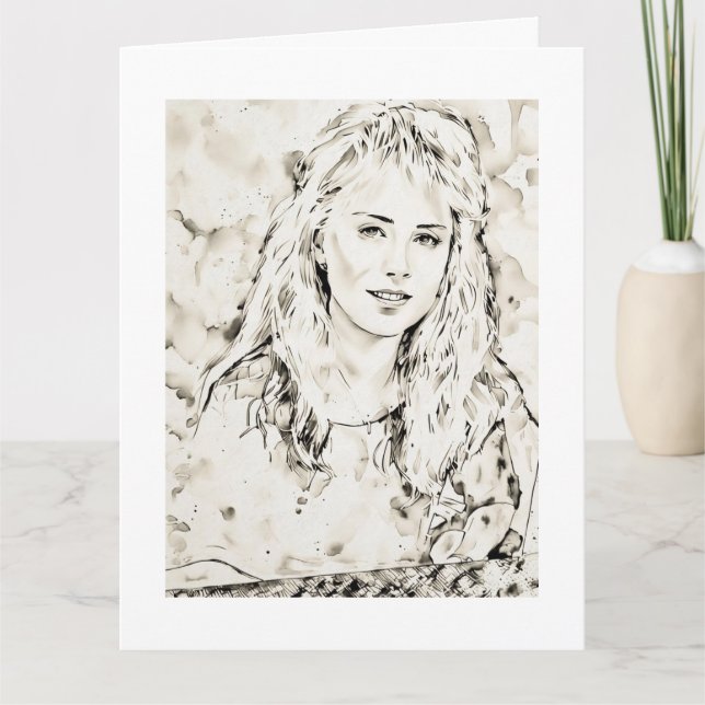 Tarjeta Marla Kay Mangan Computer Sketch Ink Wash 2  (Anverso)