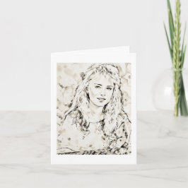 Tarjeta Marla Kay Mangan Computer Sketch Ink Wash 2 