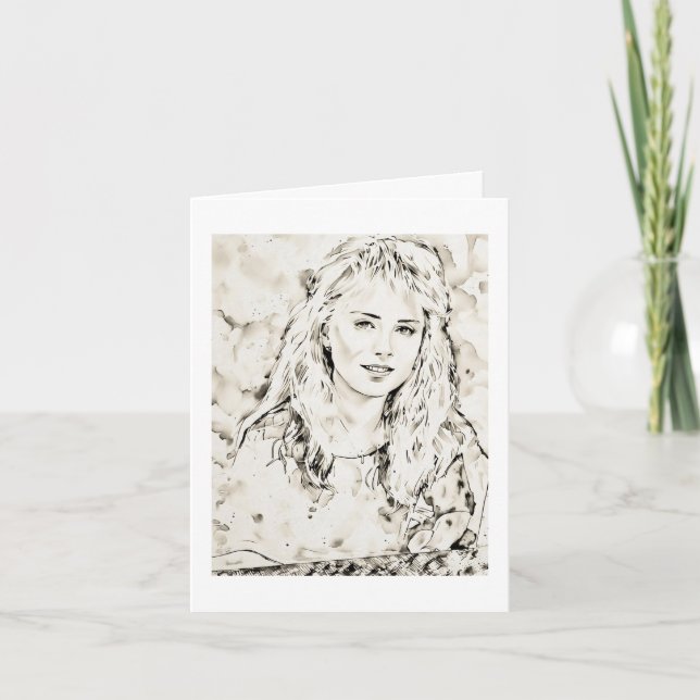 Tarjeta Marla Kay Mangan Computer Sketch Ink Wash 2  (Anverso)