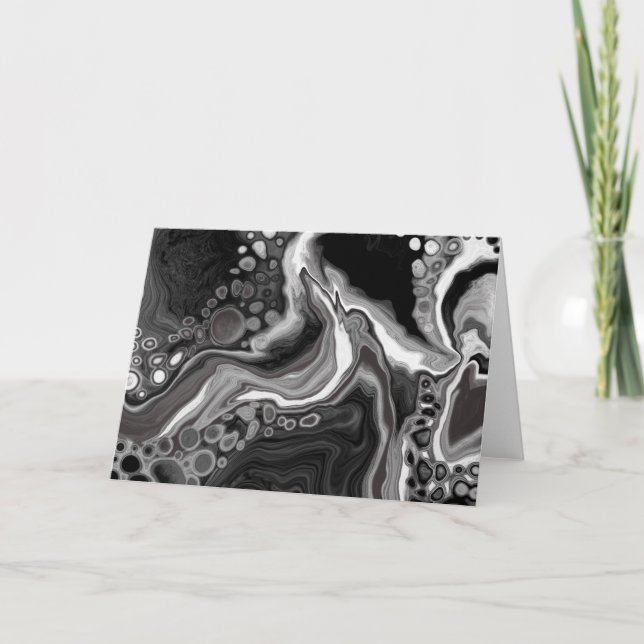 Tarjeta Mármol blanco y negro: arte de fluidos digitales e (Anverso)