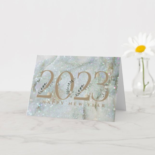 Tarjeta Mármol Purpurina moderno Feliz Año Nuevo 2 (Planta pequeña)