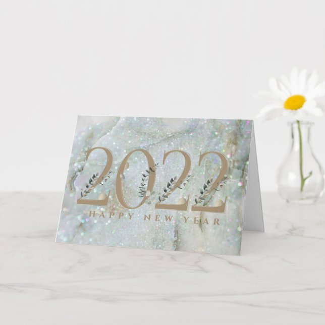 Tarjeta Mármol Purpurina moderno Feliz Año Nuevo 2 (Planta pequeña)