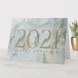 Tarjeta Mármol Purpurina moderno Feliz Año Nuevo 2021
