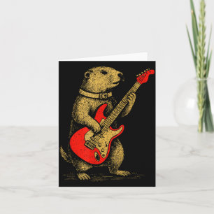 Tarjeta Marmota antigua tocando guitarra música divertida