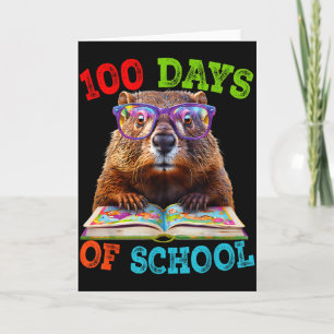 Tarjeta Marmota Divertida 100 Días de Clase Maestro de Tie