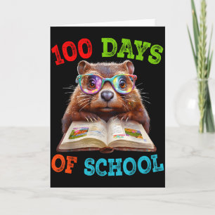 Tarjeta Marmota Divertida 100 Días De Clase Profesor Marmo