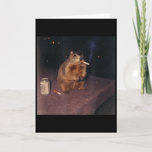 Tarjeta Marmota divertida fumando cigarrillo meme retro Ge (Anverso)